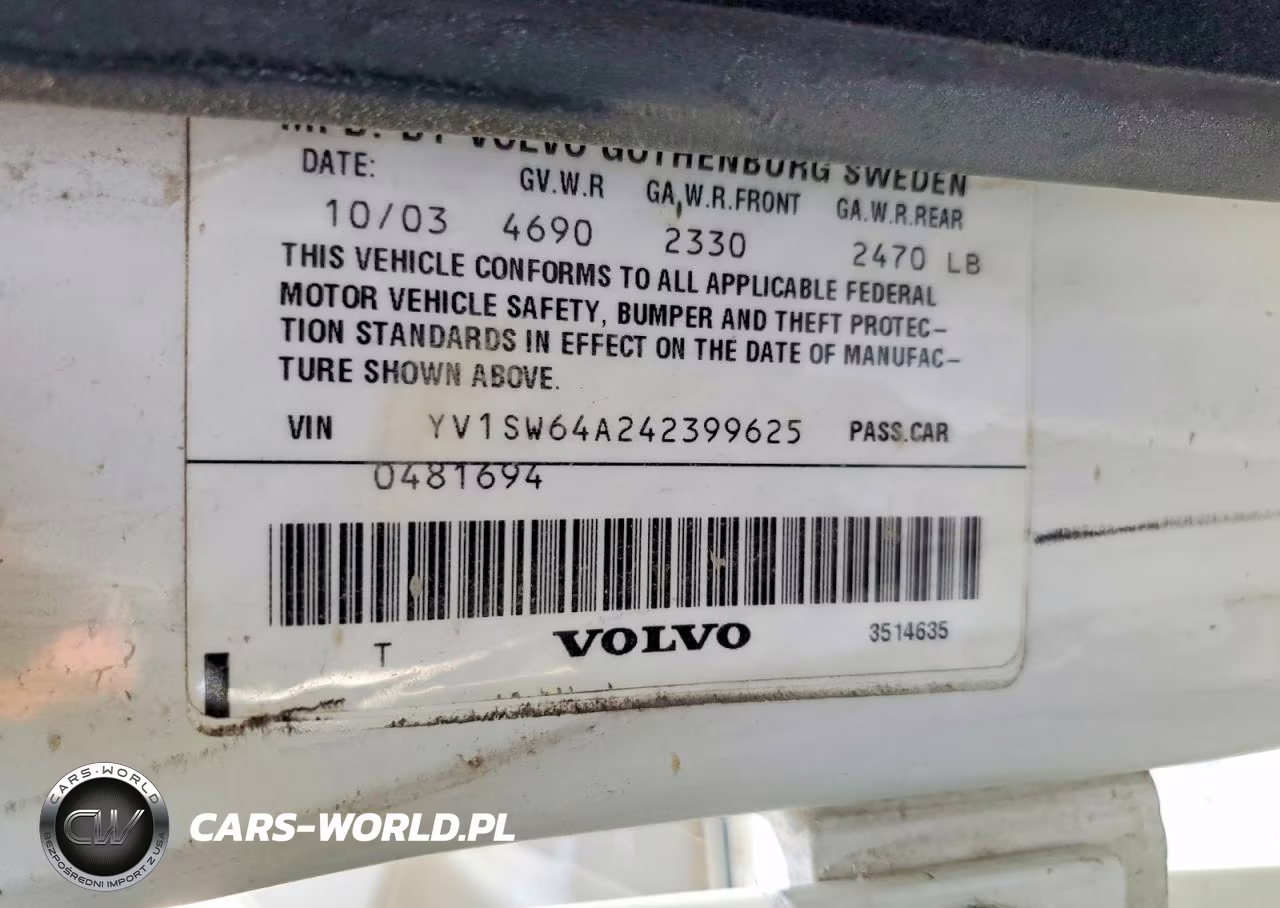 2004 Volv V70 VIN:YV1SW64A242399625 - 12