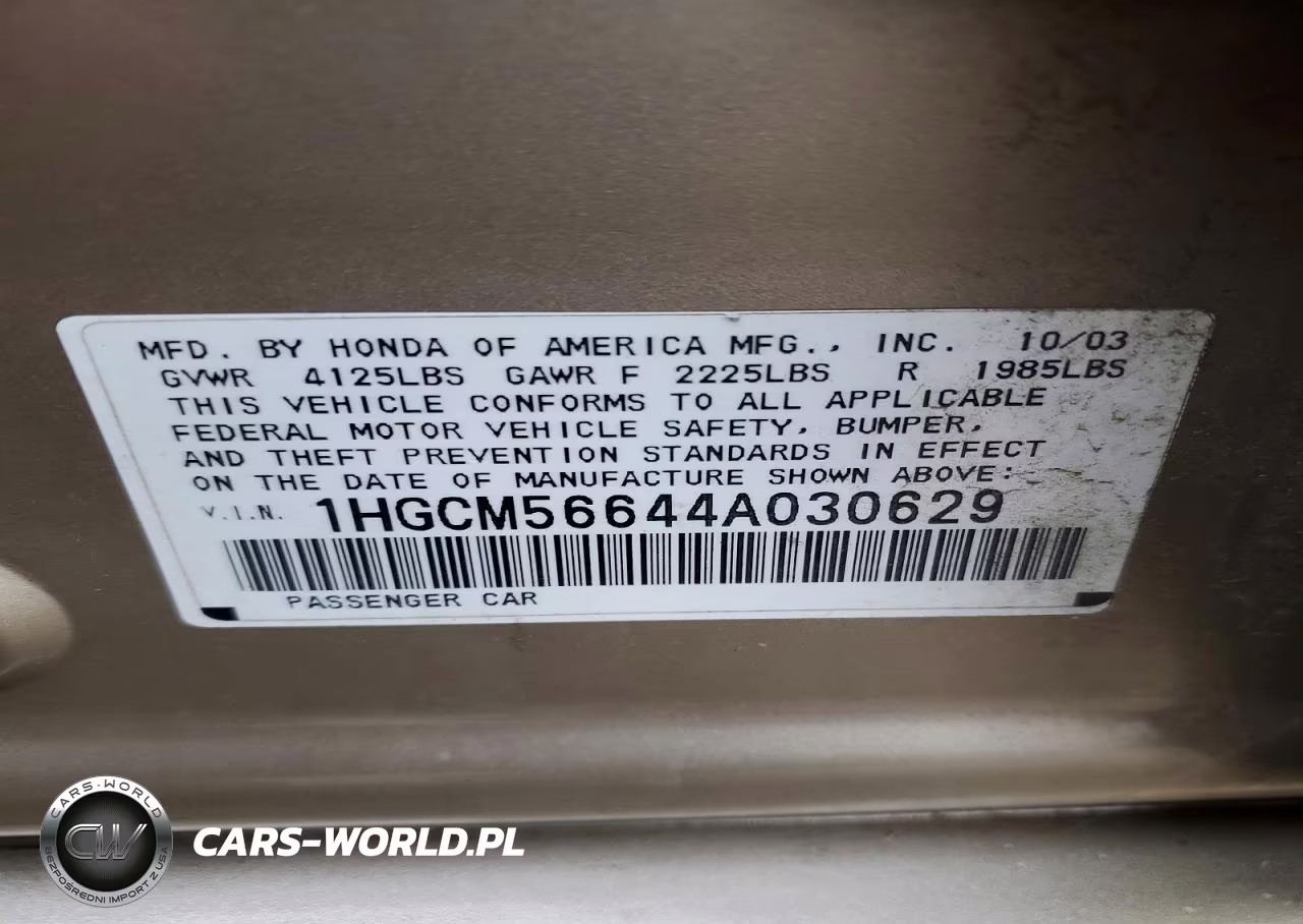 2004 Honda Accord Ex VIN:1HGCM56644A030629 - 12
