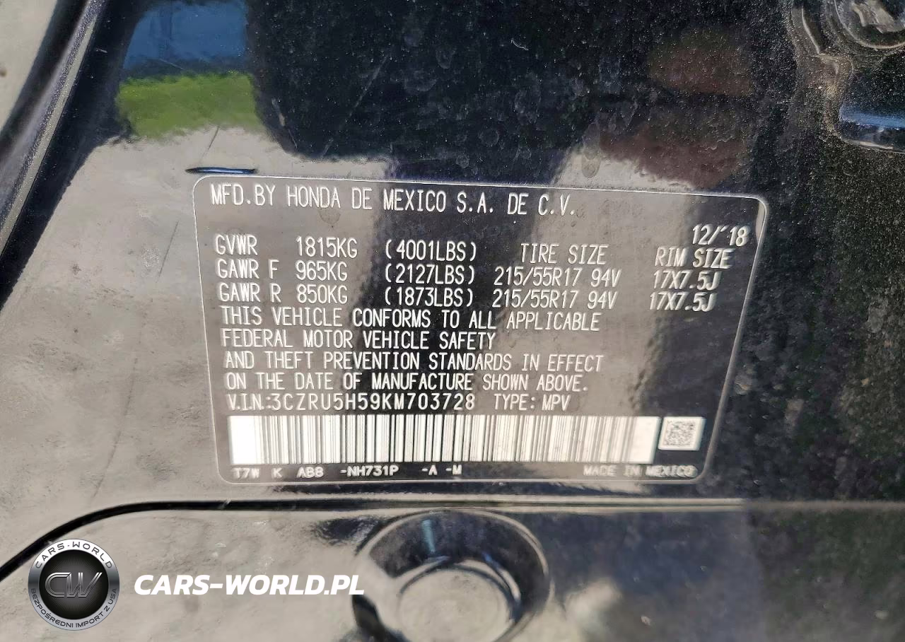 2019 Honda Hr-V Ex VIN:3CZRU5H59KM703728 - 14