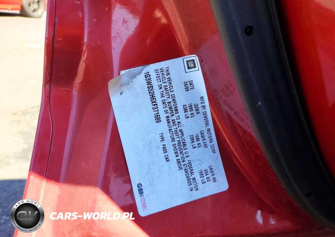 1999 Oldsmobile Intrigue Gl VIN:1G3WS52H6XF371689 - 12