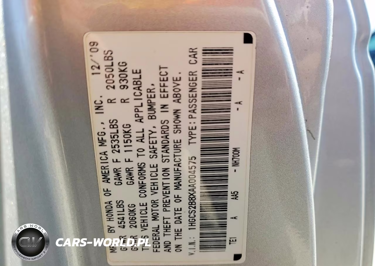 2010 Honda Accord Exl VIN:1HGCS2B8XAA004575 - 12