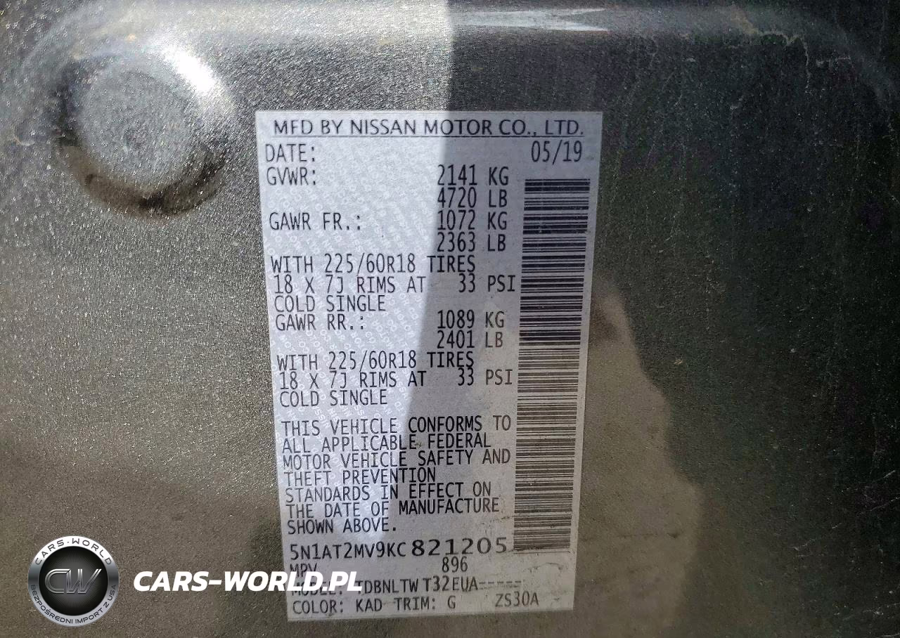 2019 Nissan Rogue Sv VIN:5N1AT2MV9KC821205 - 14