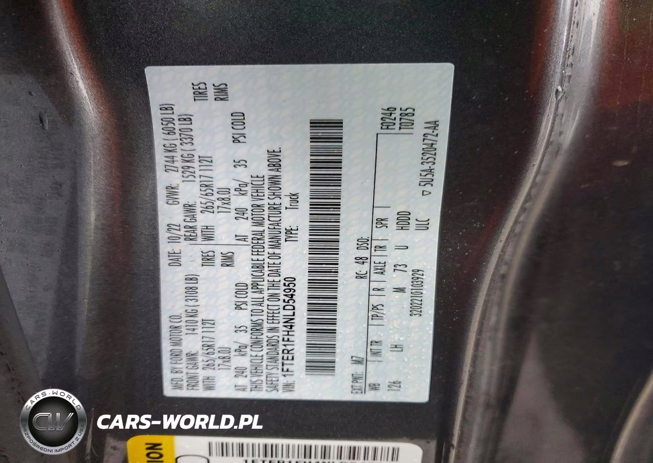 2022 Ford Ranger Xl VIN:1FTER1FH4NLD54950 - 12