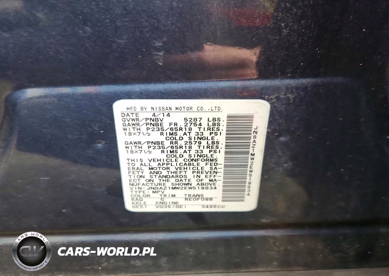 2014 Nissan Murano Sv VIN:JN8AZ1MW2EW519834 - 13