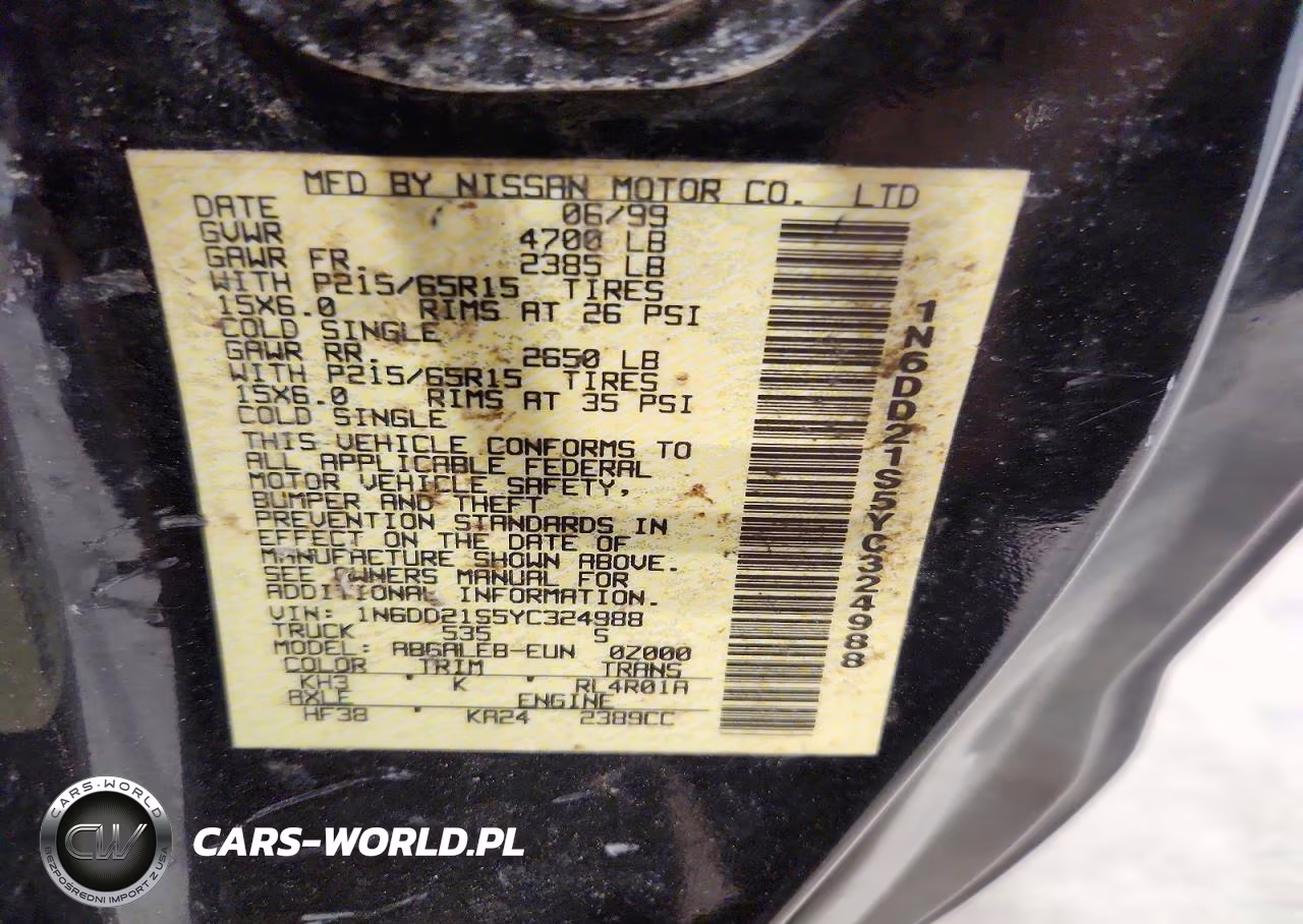 2000 Nissan Frontier Xe VIN:1N6DD21S5YC324988 - 12