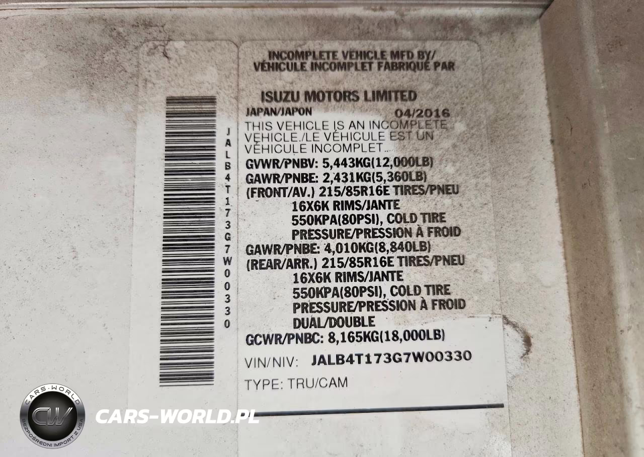 2016 Isuzu Reach Delivery Van VIN:JALB4T173G7W00330 - 13