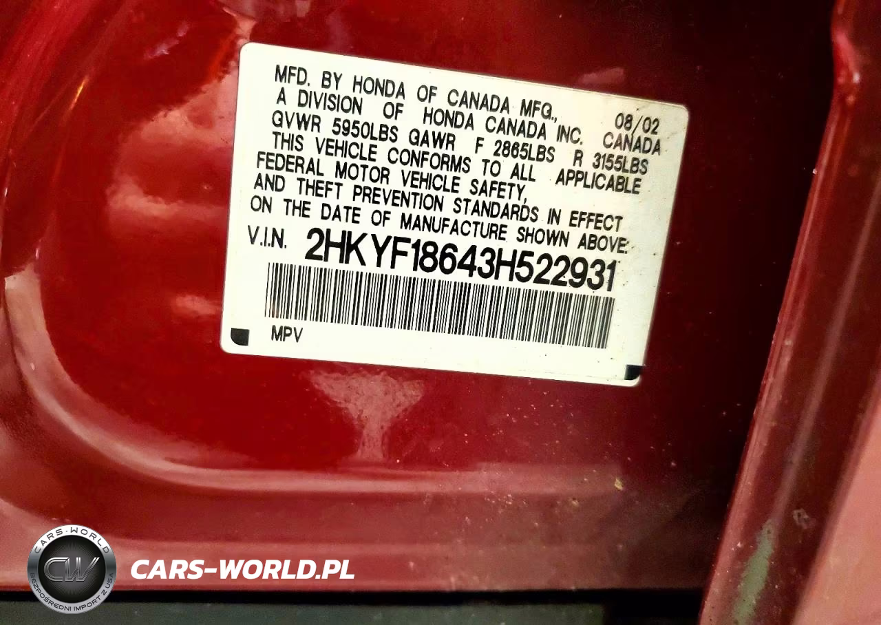 2003 Honda Pilot Exl VIN:2HKYF18643H522931 - 12