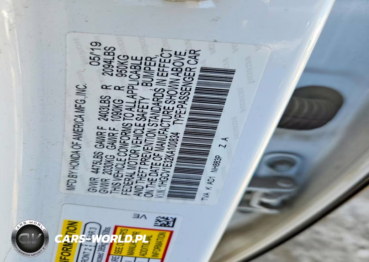 2019 Honda Accord VIN:1HGCV1E32KA100834 - 12