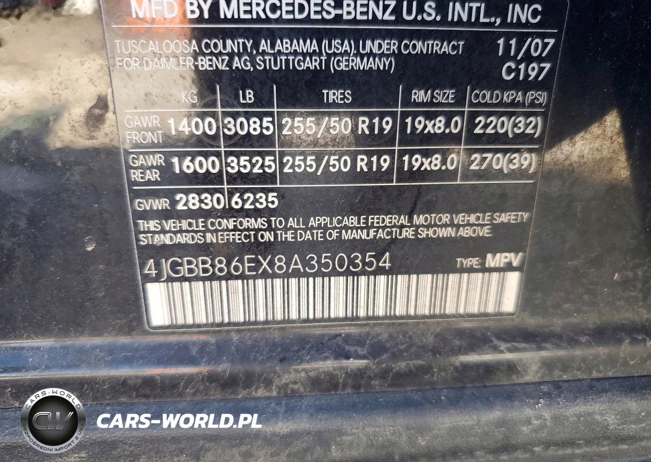 2008 Mercedes-Benz Ml 350 VIN:4JGBB86EX8A350354 - 13