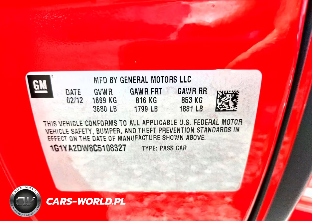 2012 Chevrolet Corvette VIN:1G1YA2DW8C5108327 - 12