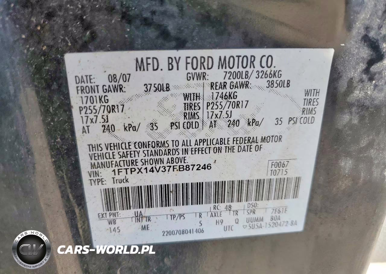 2007 Ford F150 VIN:1FTPX14V37FB87246 - 12