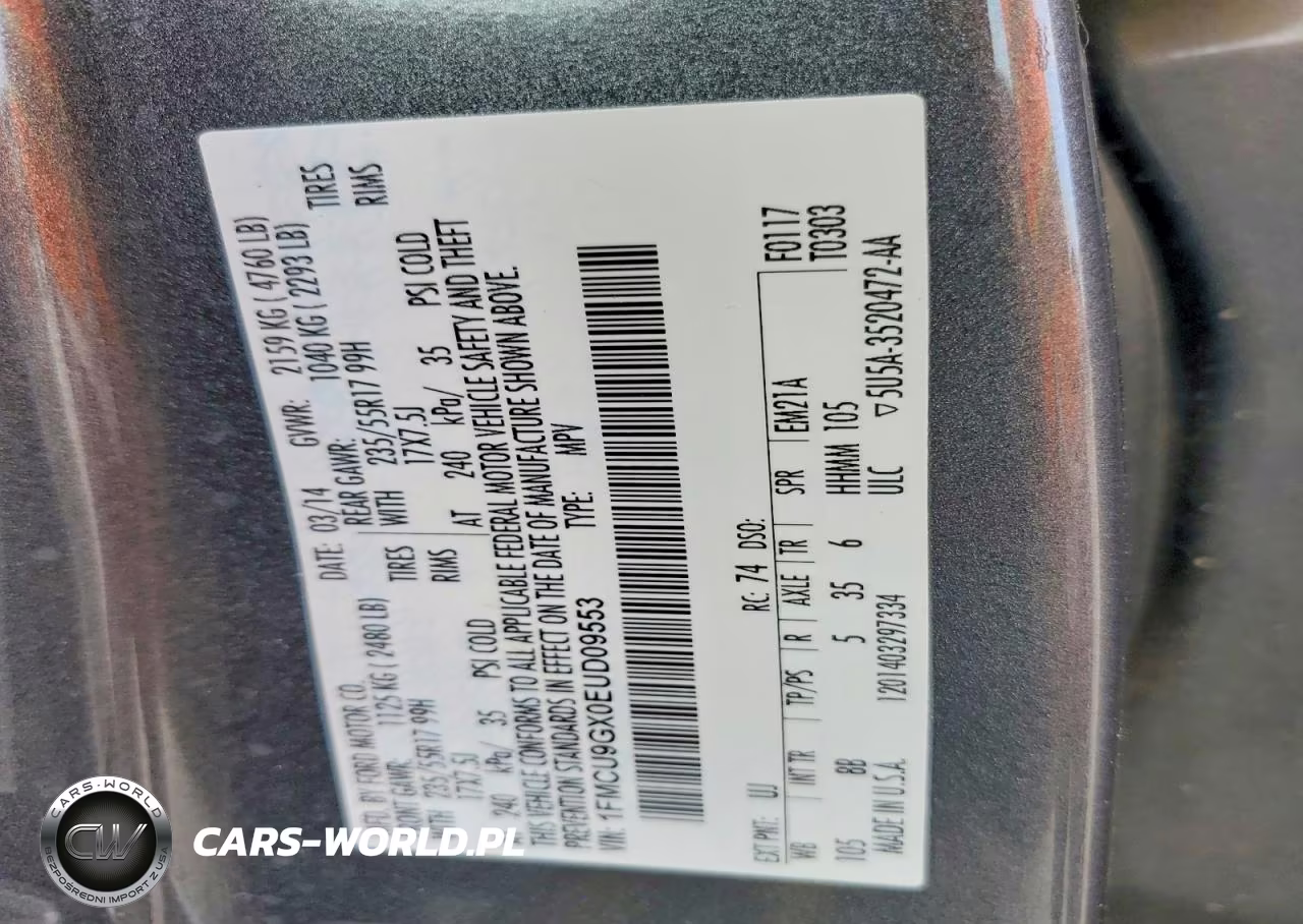 2014 Ford Escape Se VIN:1FMCU9GX0EUD09553 - 13