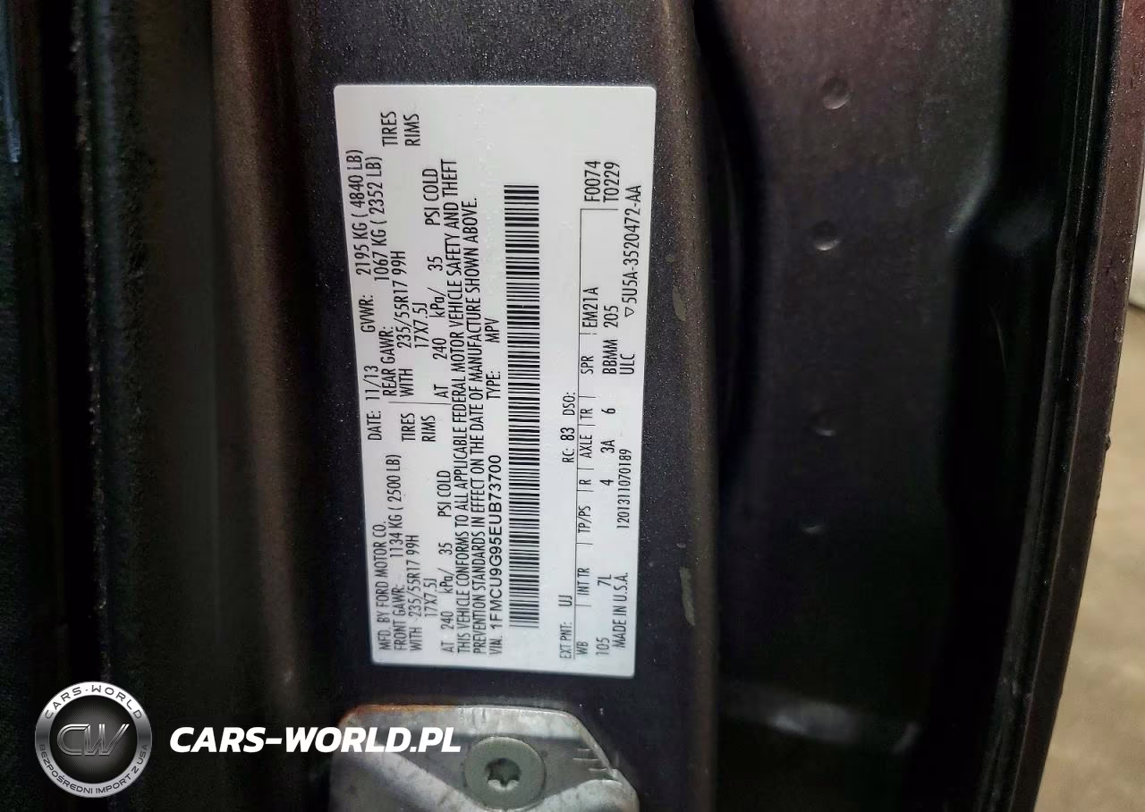 2014 Ford Escape Se VIN:1FMCU9G95EUB73700 - 13