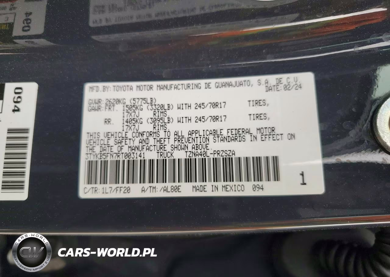 2024 Toyota Tacoma Sr5 VIN:3TYKB5FN7RT003141 - 12