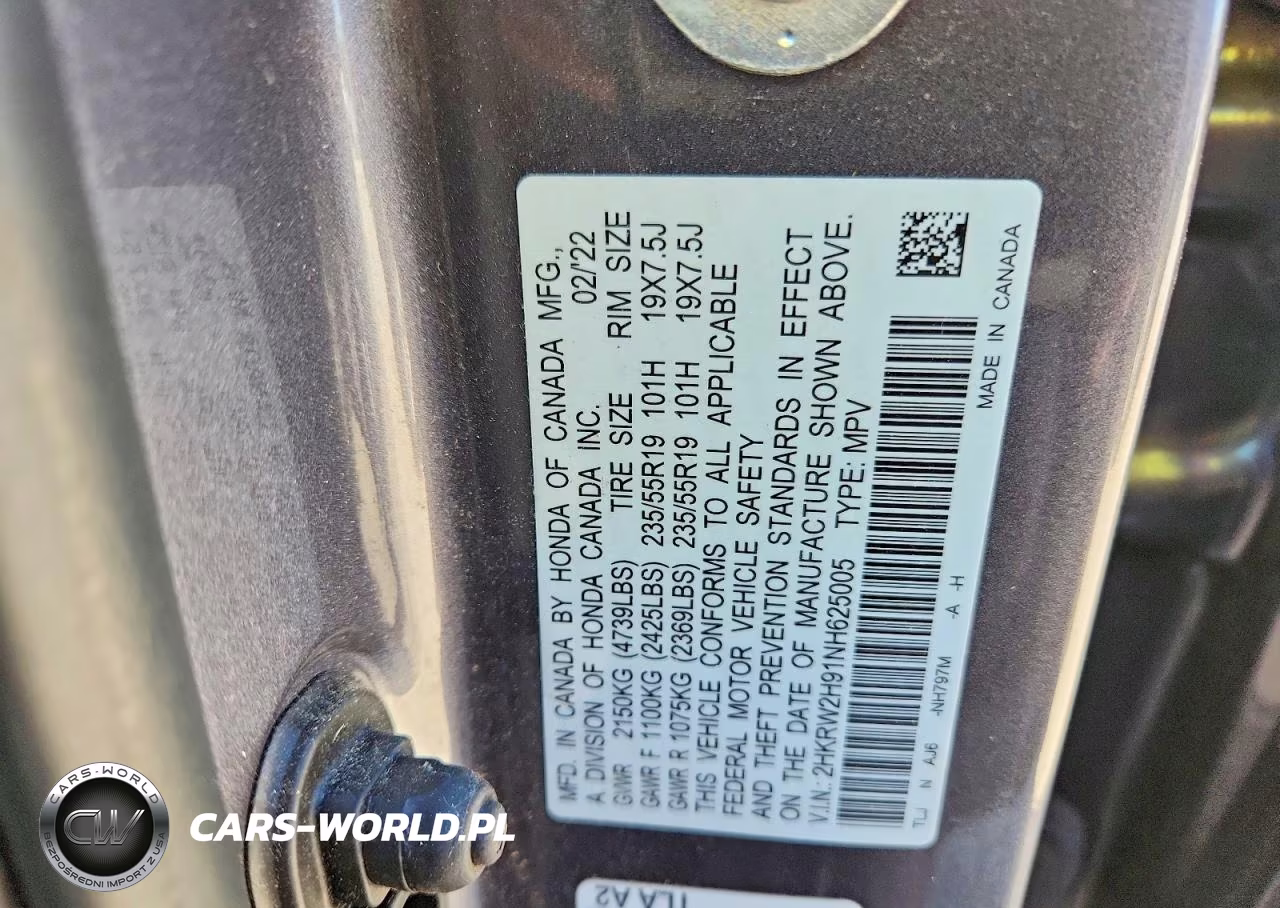 2022 Honda Cr-V Touring VIN:2HKRW2H91NH625005 - 13