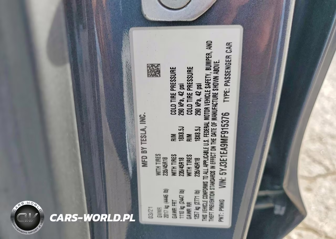 2021 Tesla Model 3 VIN:5YJ3E1EA9MF915376 - 12