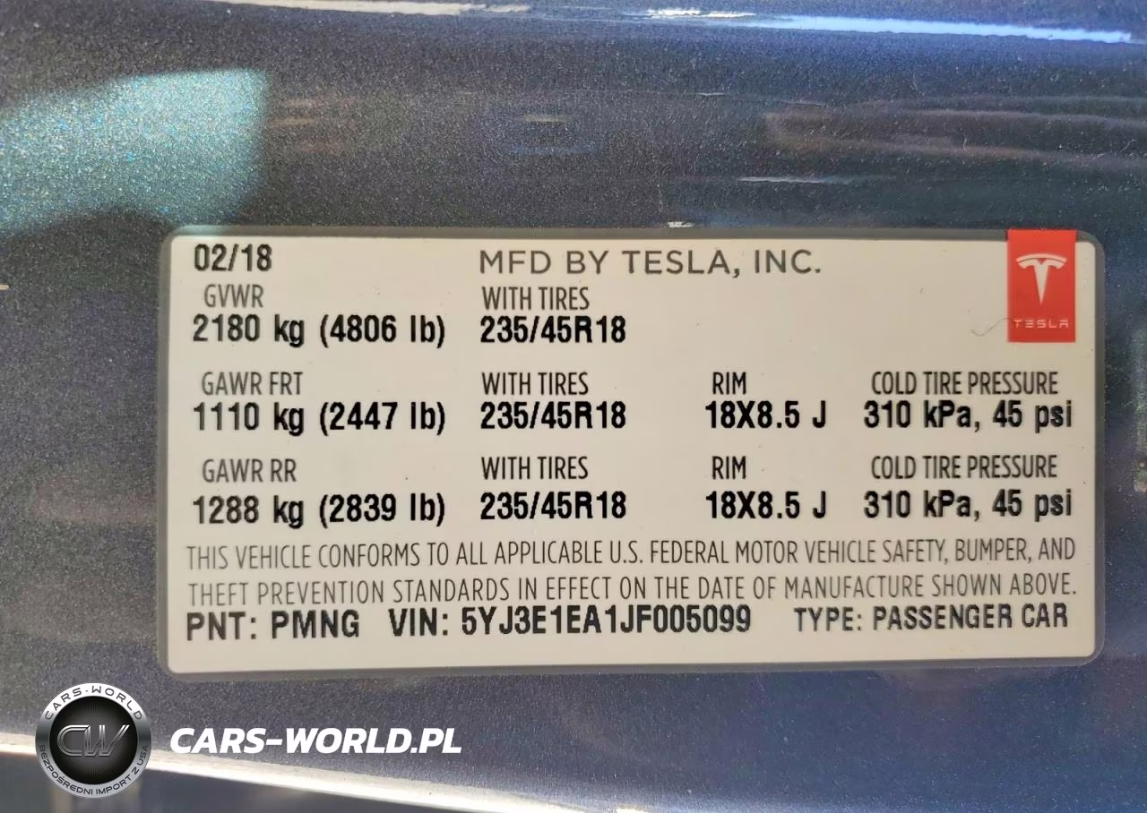 2018 Tesla Model 3 VIN:5YJ3E1EA1JF005099 - 13