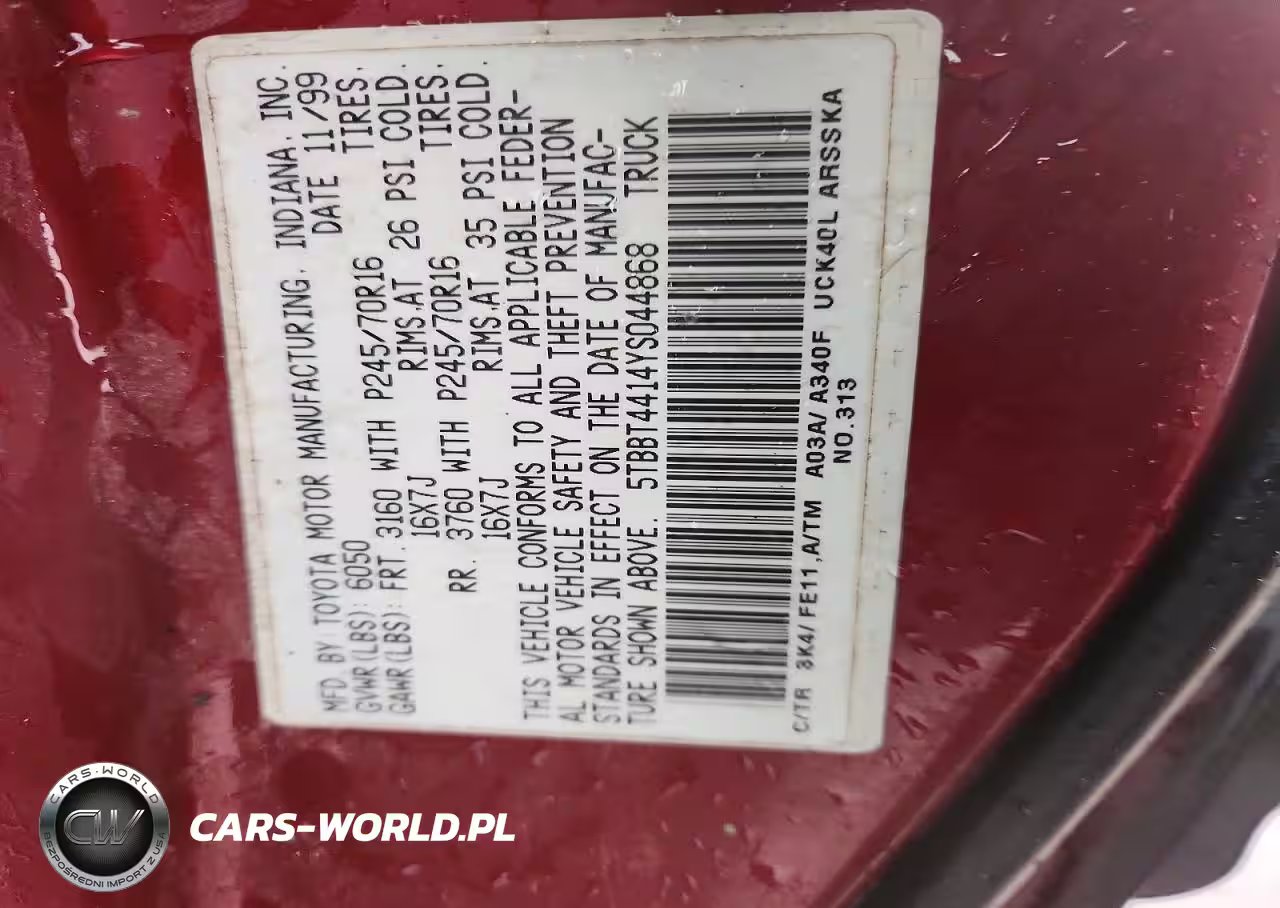 2000 Toyota Tundra Flatbed Truck VIN:5TBBT4414YS044868 - 12