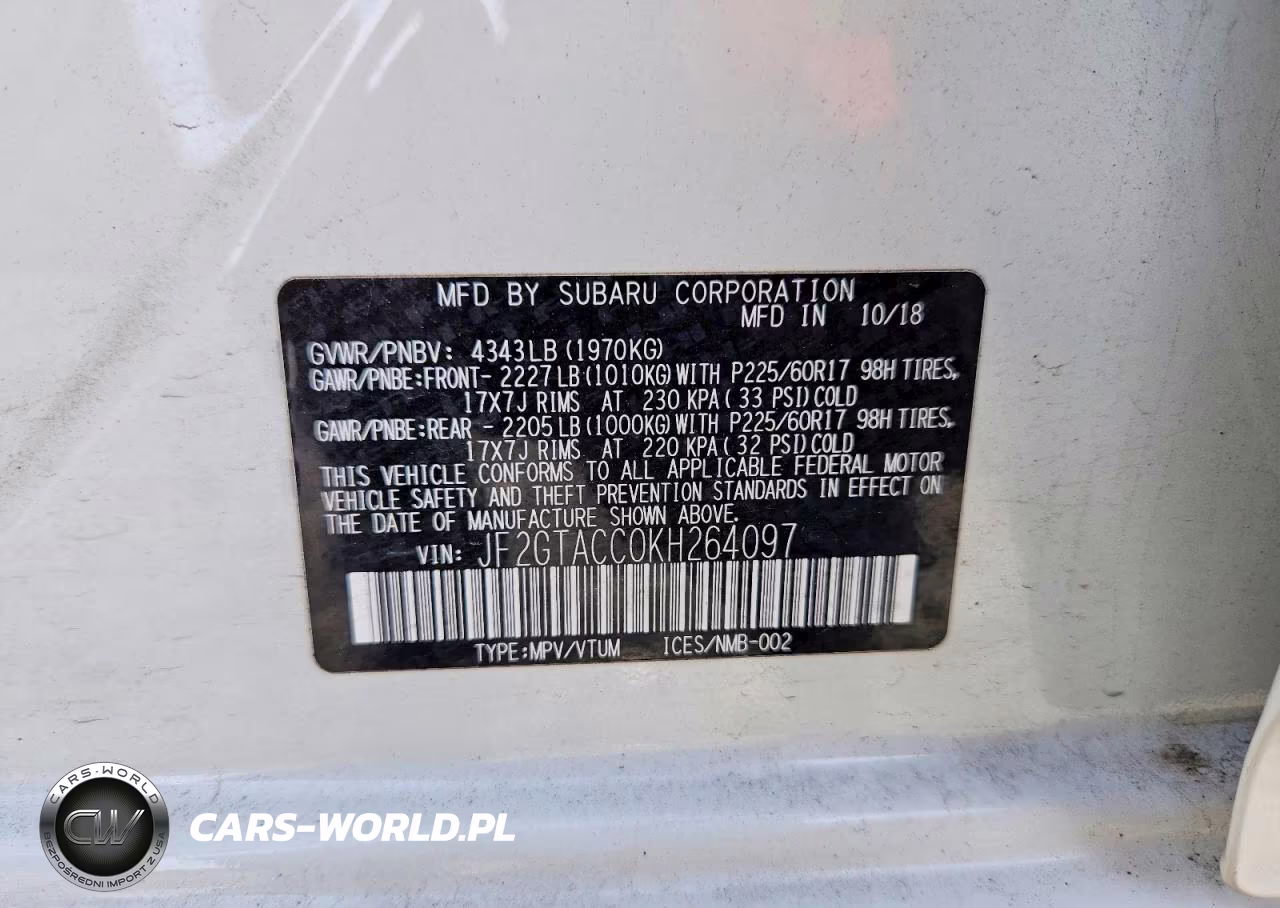 2019 Subaru Crosstrek Premium VIN:JF2GTACC0KH264097 - 12