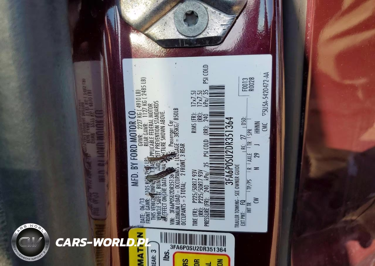 2013 Ford Fusion Titanium Phev VIN:3FA6P0SU2DR351364 - 12