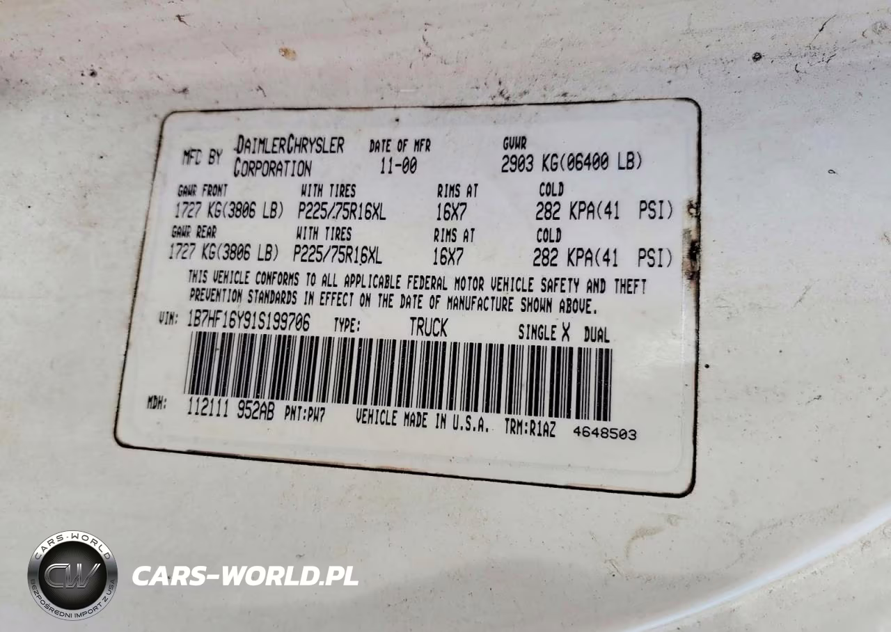 2001 Dodge Ram 1500 VIN:1B7HF16Y91S199706 - 12