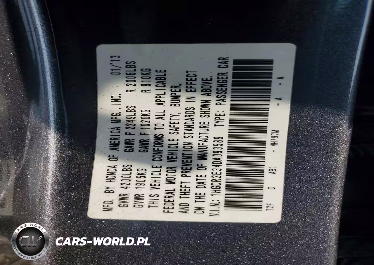 2013 Honda Accord Lx VIN:1HGCR2E34DA093589 - 12