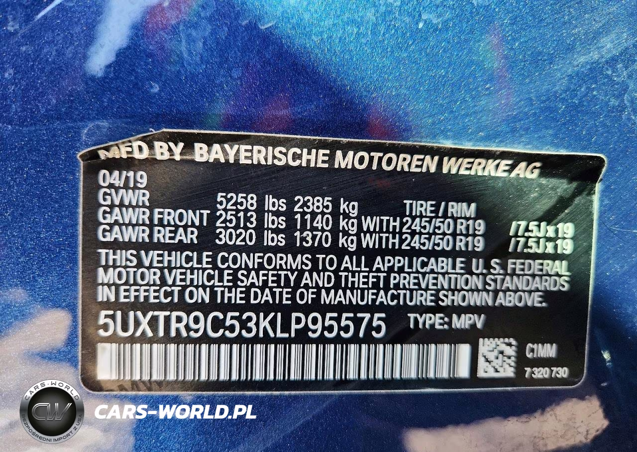 2019 BMW X3 xDrive30I VIN:5UXTR9C53KLP95575 - 14