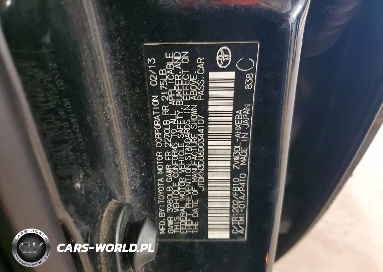 2013 Toyota Prius Two VIN:JTDKN3DU6D0344107 - 12