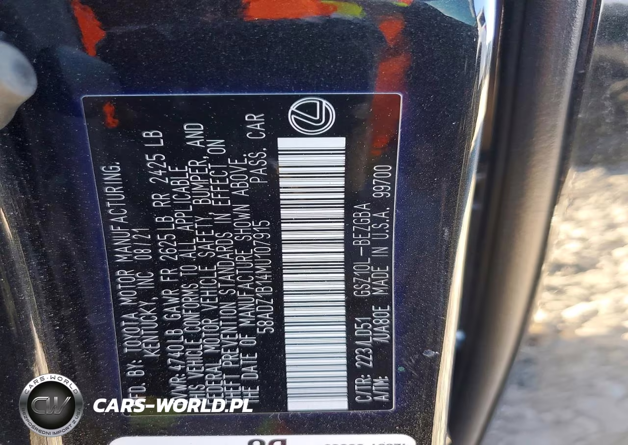 2021 Lexus Es 350 Base VIN:58ADZ1B14MU107915 - 12