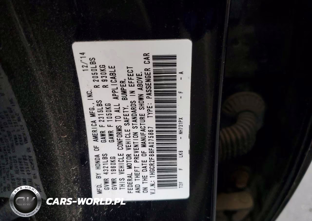 2015 Honda Accord Exl VIN:1HGCR2F88FA075867 - 12