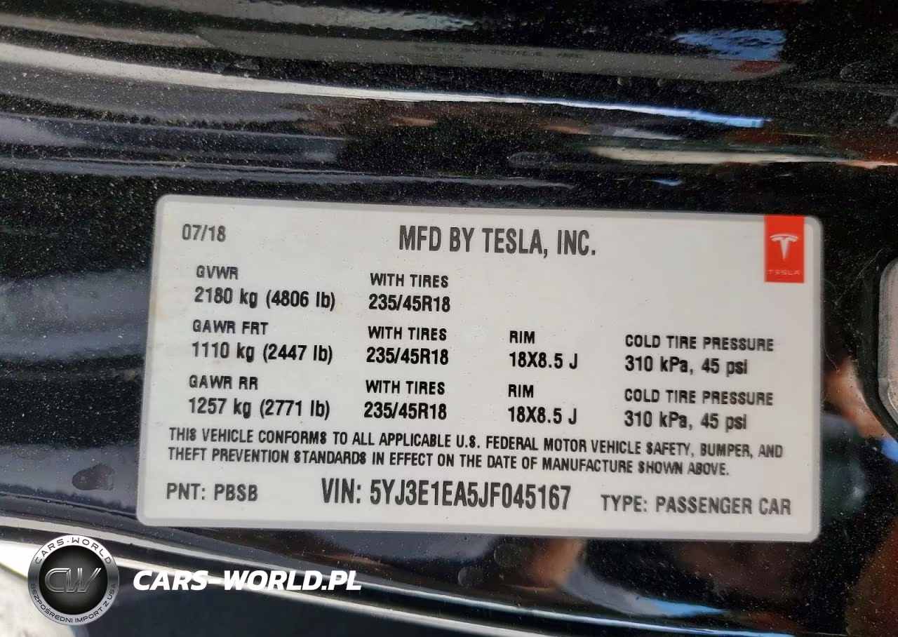 2018 Tesla Model 3 VIN:5YJ3E1EA5JF045167 - 12