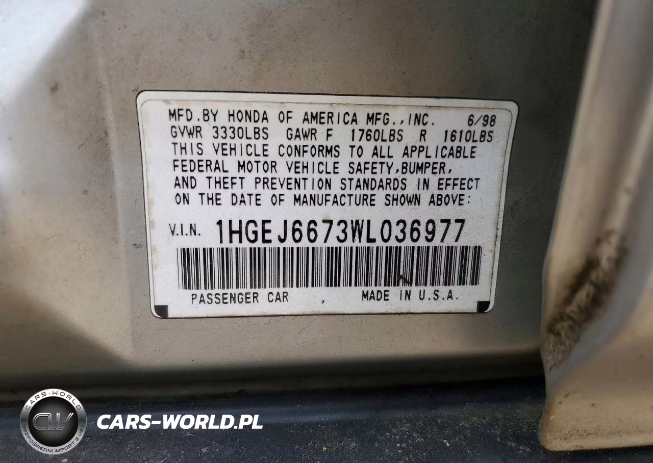 1998 Honda Civic Lx VIN:1HGEJ6673WL036977 - 12