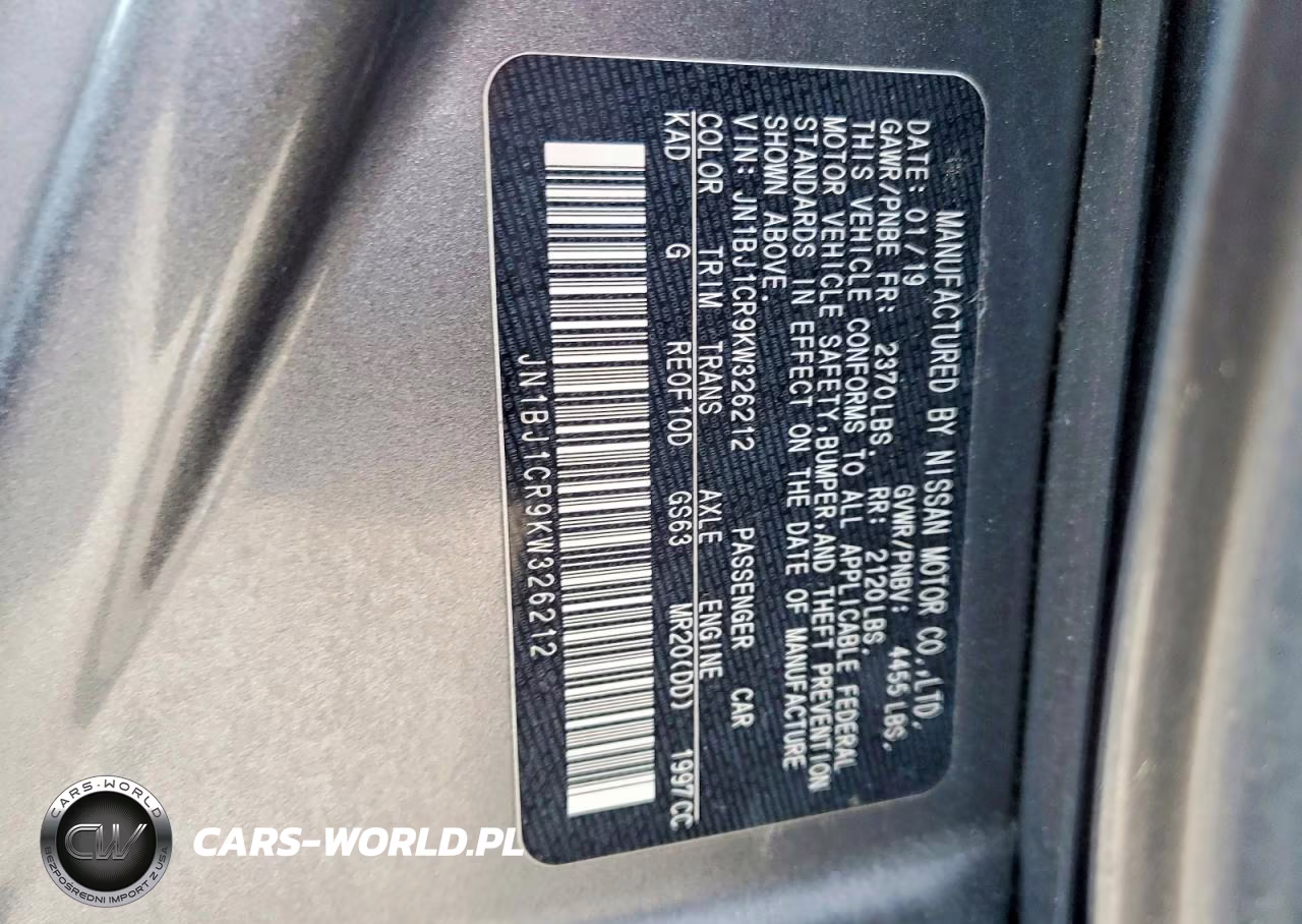 2019 Nissan Rogue Sport S VIN:JN1BJ1CR9KW326212 - 13