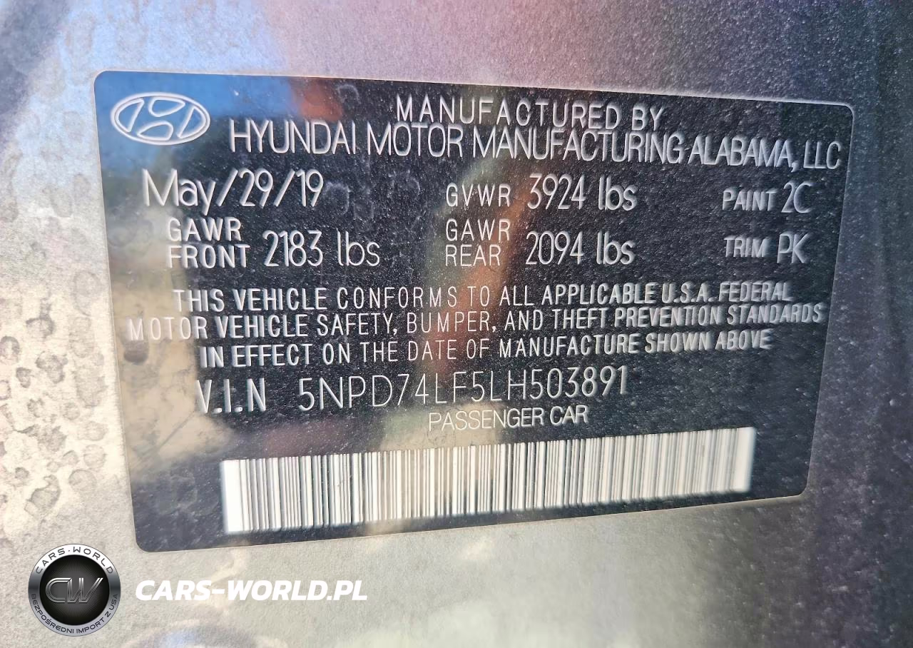 2020 Hyundai Elantra Se VIN:5NPD74LF5LH503891 - 12