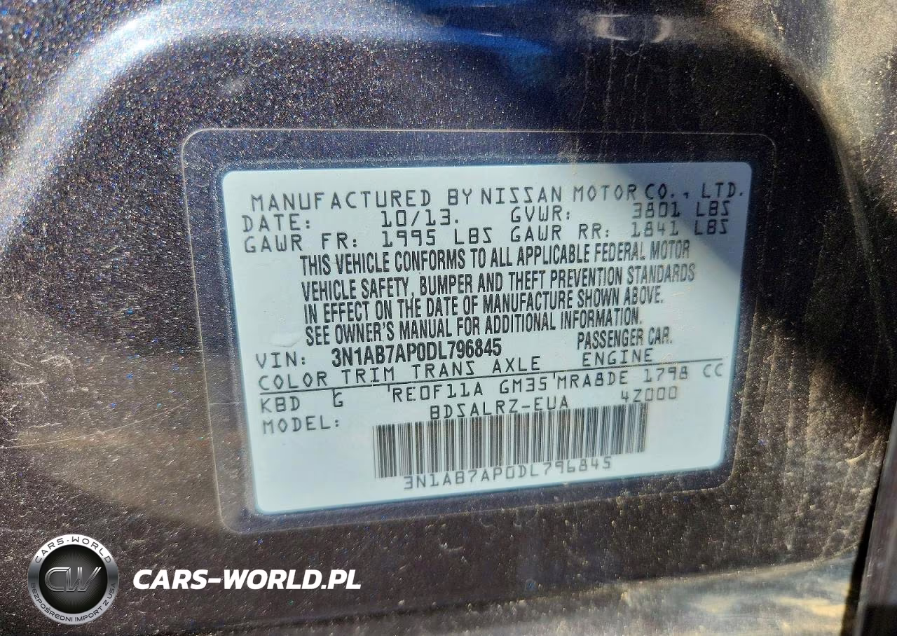 2013 Nissan Sentra S VIN:3N1AB7AP0DL796845 - 12
