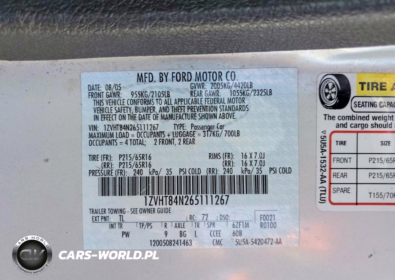 2006 Ford Mustang VIN:1ZVHT84N265111267 - 12