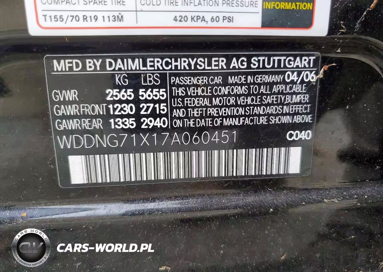 2007 Merz 500-Class VIN:WDDNG71X17A060451 - 12
