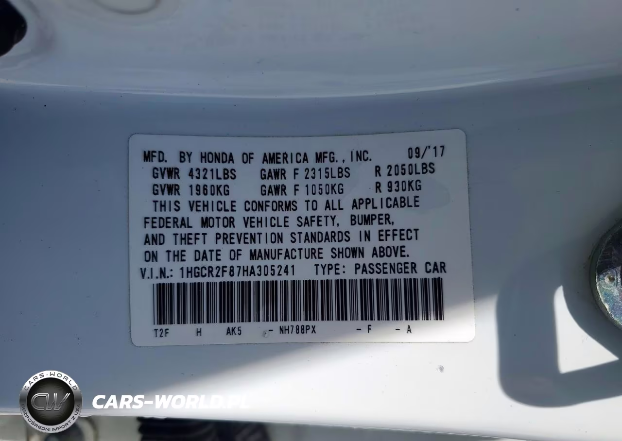 2017 Honda Accord Exl VIN:1HGCR2F87HA305241 - 13