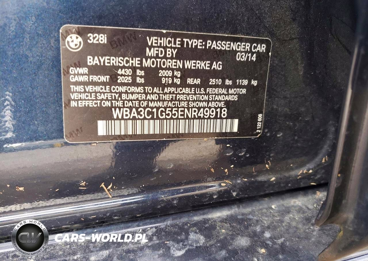 2014 BMW 328 I Sulev VIN:WBA3C1G55ENR49918 - 12