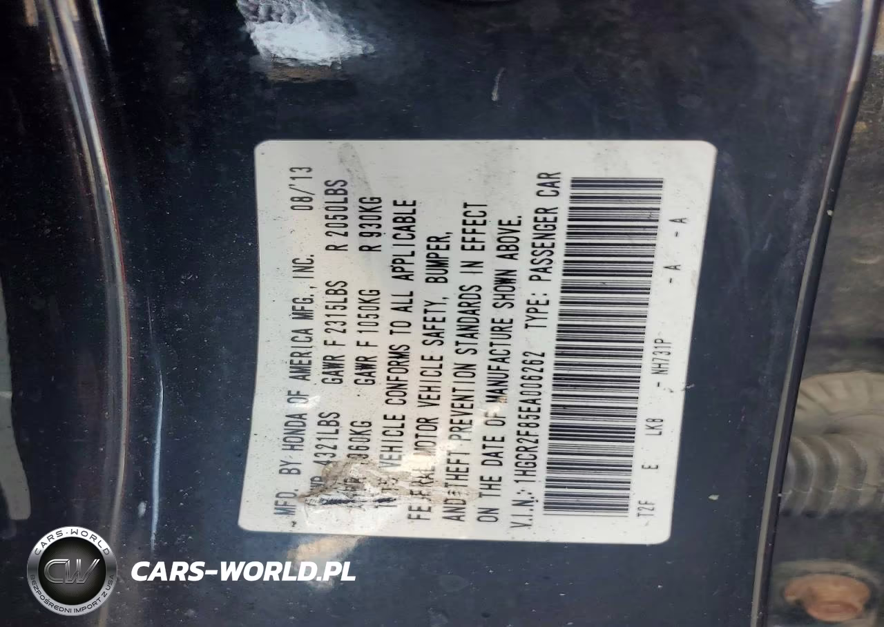 2014 Honda Accord VIN:1HGCR2F85EA006262 - 12