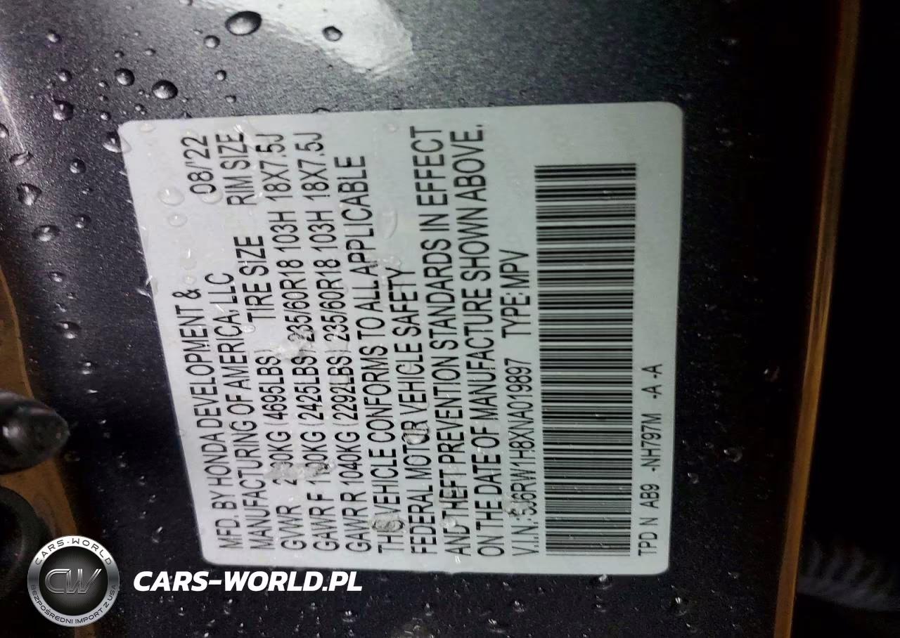 2022 Honda Cr-V Exl VIN:5J6RW1H8XNA019897 - 13