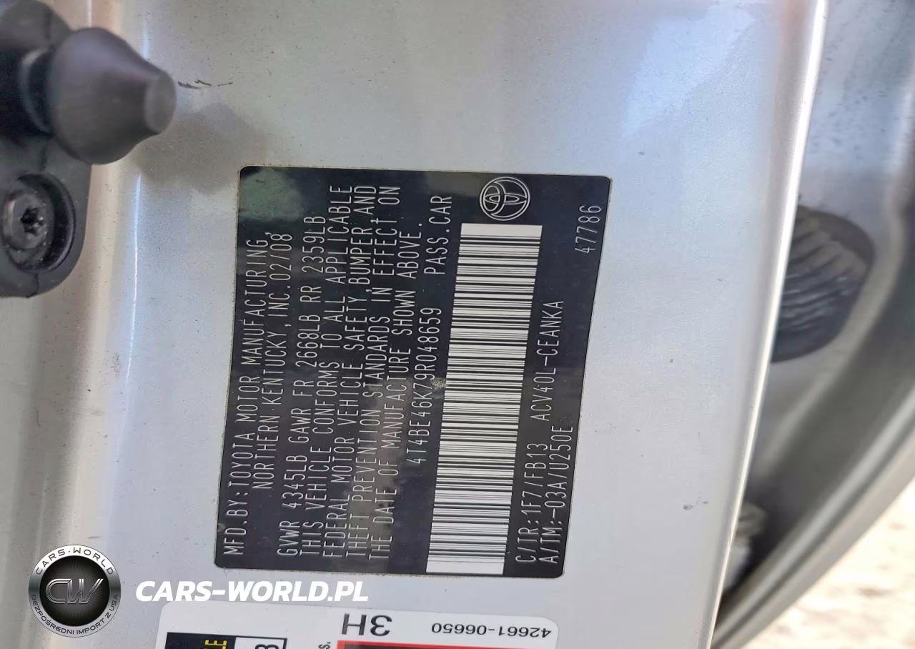 2009 Toyota Camry Base VIN:4T4BE46K79R048659 - 12