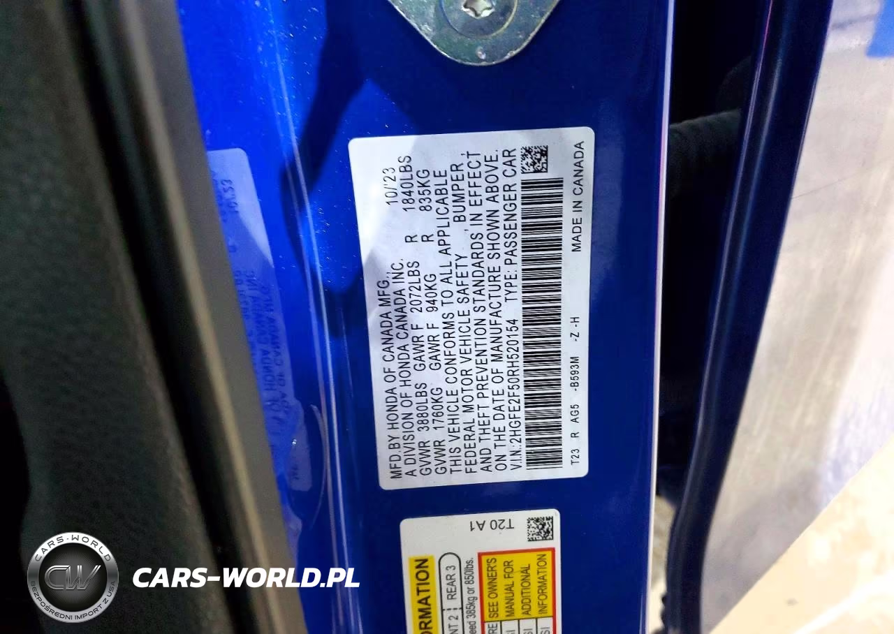 2024 Honda Civic Sport VIN:2HGFE2F50RH520154 - 13