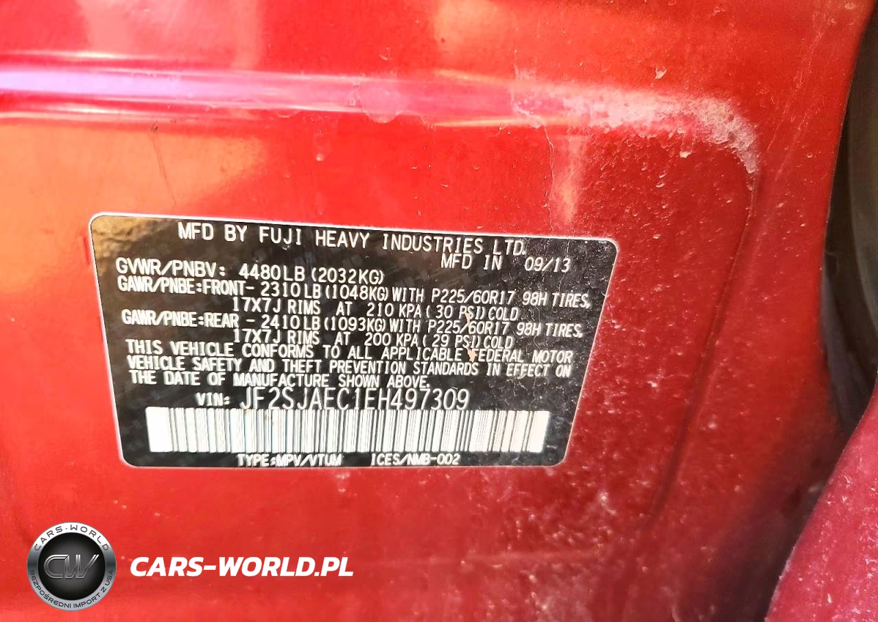 2014 Subaru Forester 2.5I Premium VIN:JF2SJAEC1EH497309 - 12