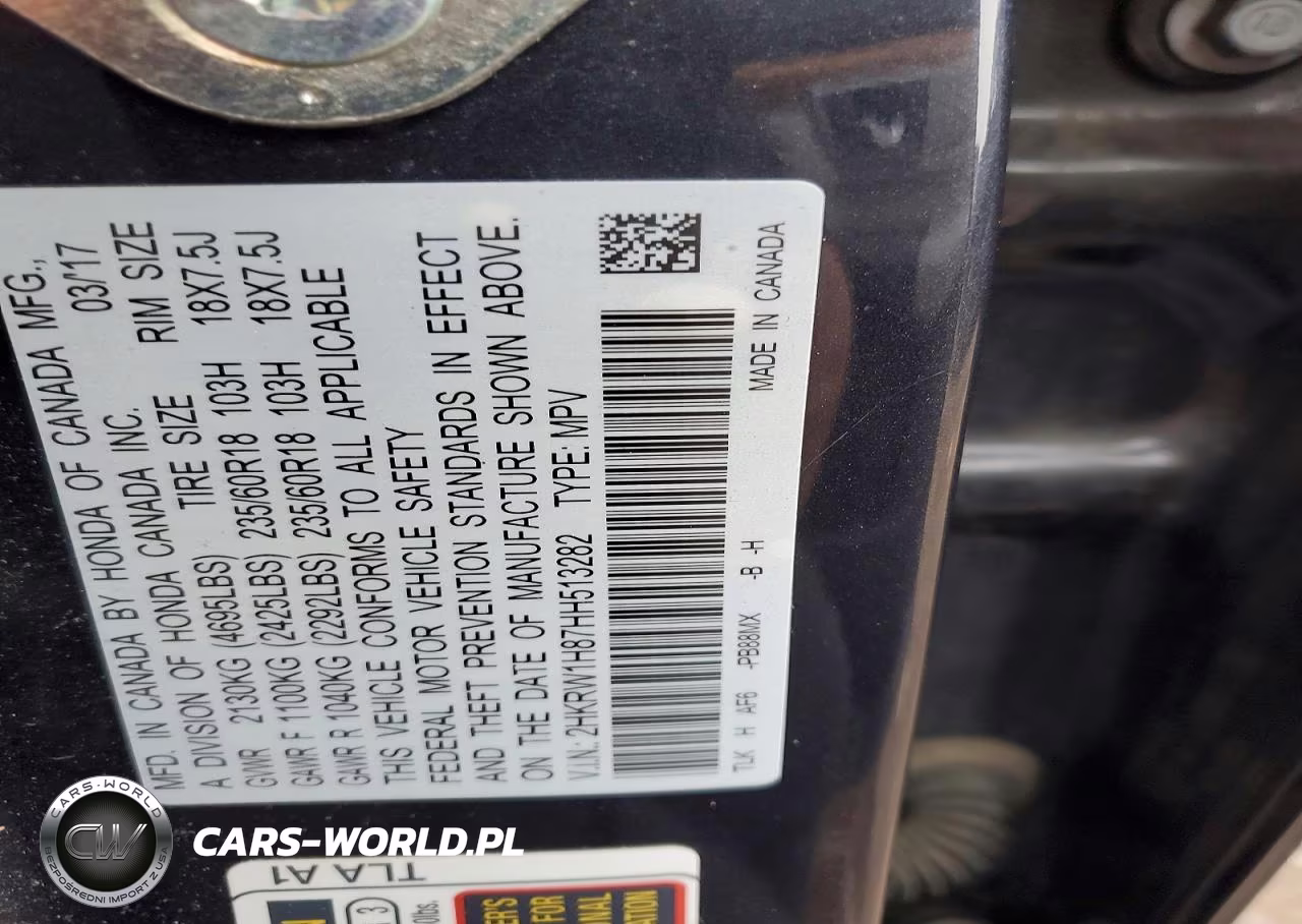 2017 Honda Cr-V Exl VIN:2HKRW1H87HH513282 - 12