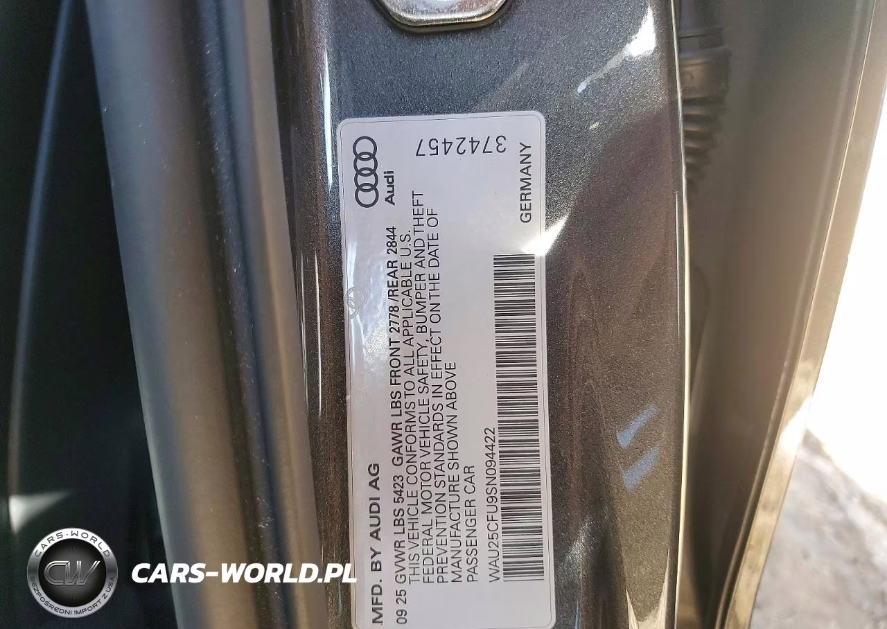 2025 Audi S5 Premium Plus VIN:WAU25CFU9SN094422 - 12