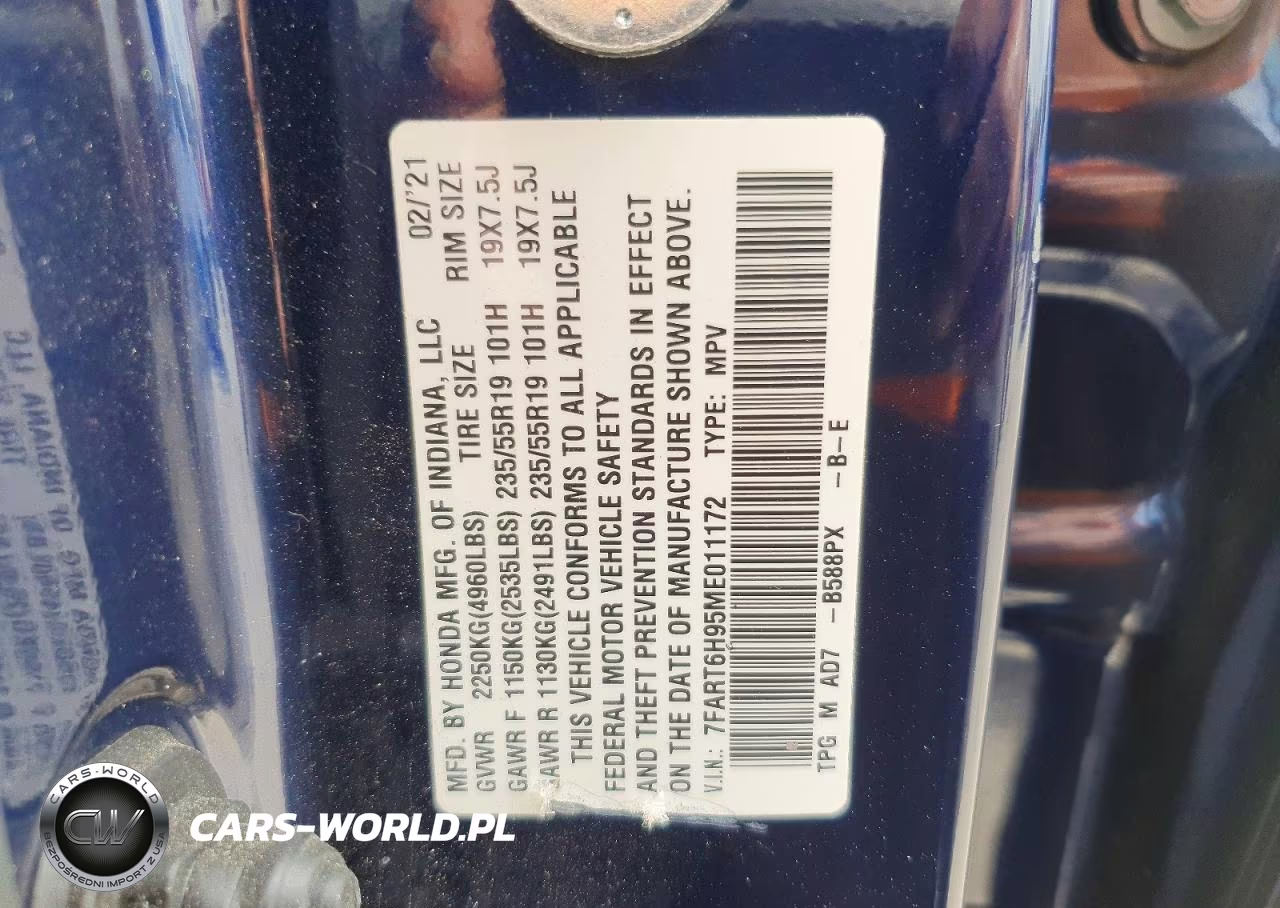 2021 Honda Cr-V Touring VIN:7FART6H95ME011172 - 13