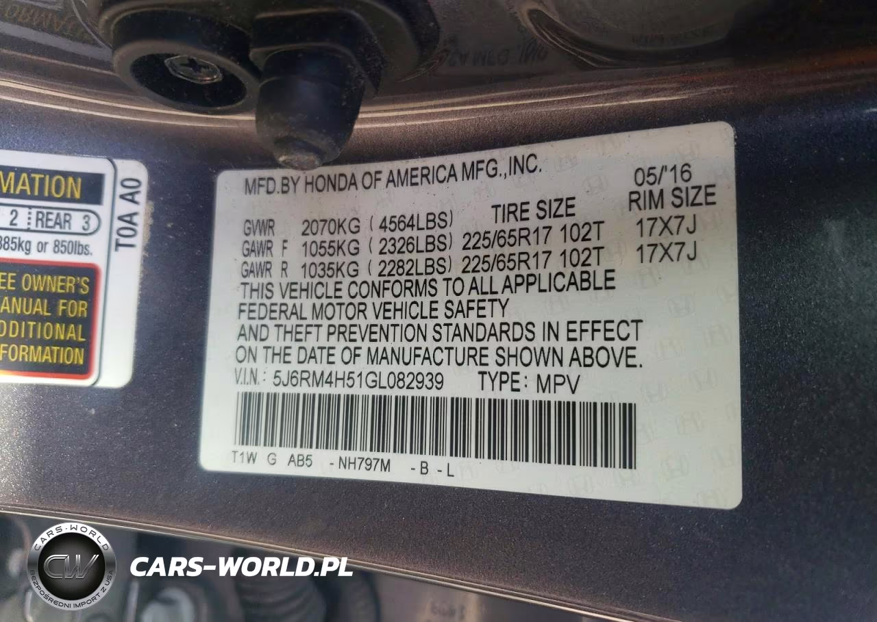 2016 Honda Cr-V Ex VIN:5J6RM4H51GL082939 - 13