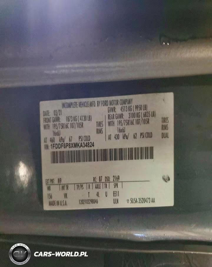 2021 Ford Transit Delivery Truck VIN:1FDDF6P8XMKA34824 - 13