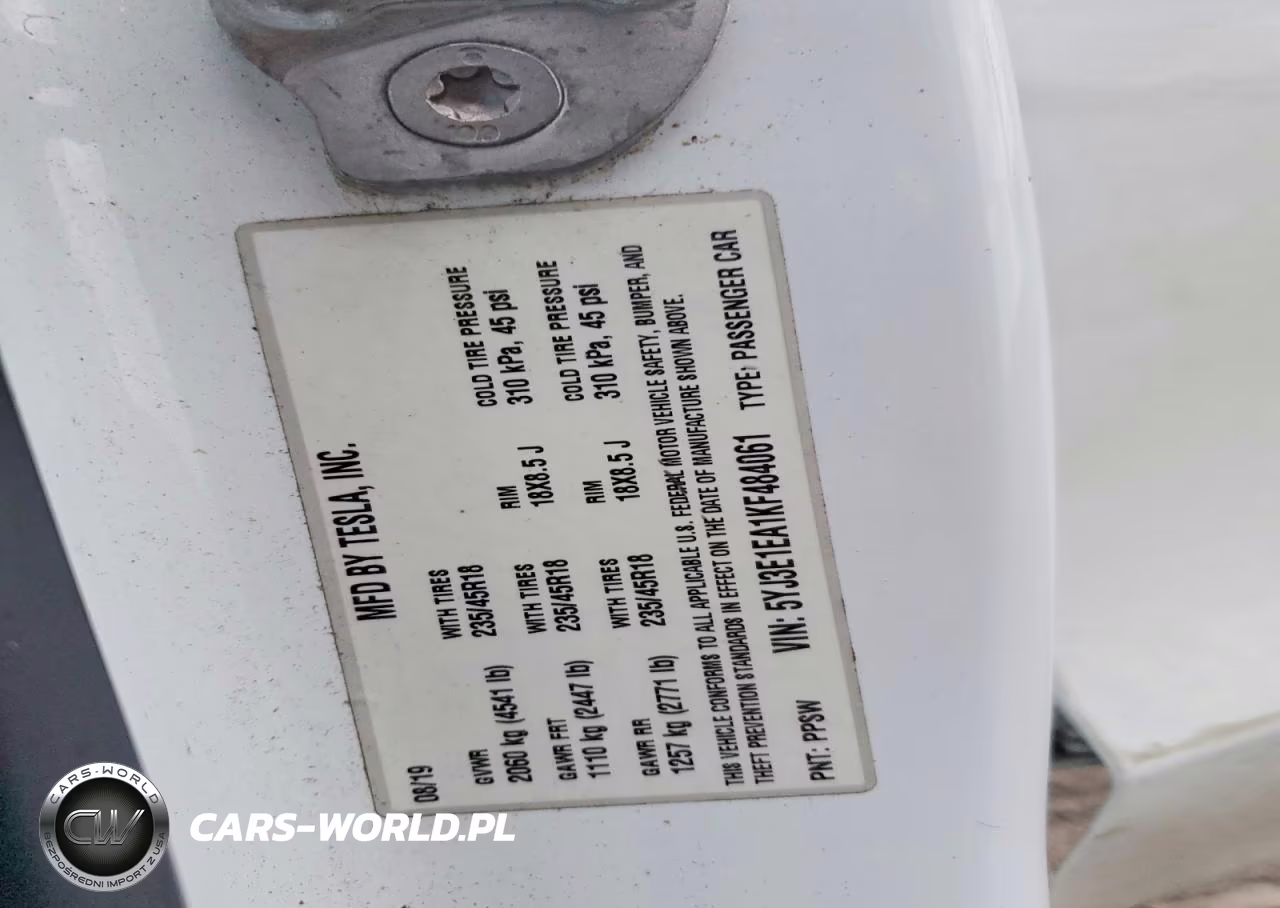 2019 Tesla Model 3 VIN:5YJ3E1EA1KF484061 - 12
